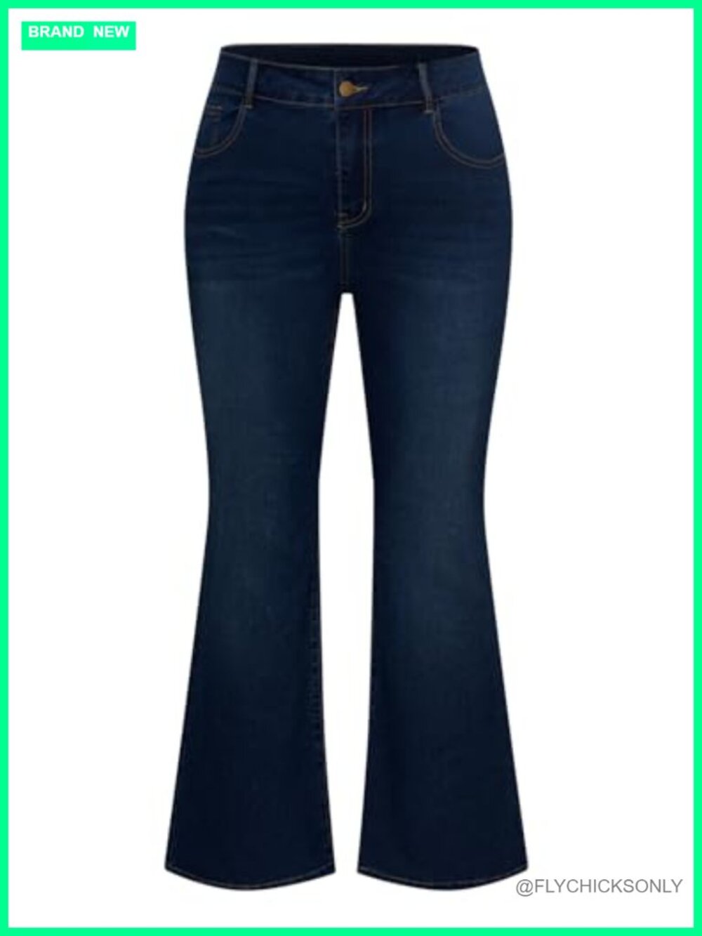 Women's Plus Size High Waist Wide Flared Stretchy Denim Jeans